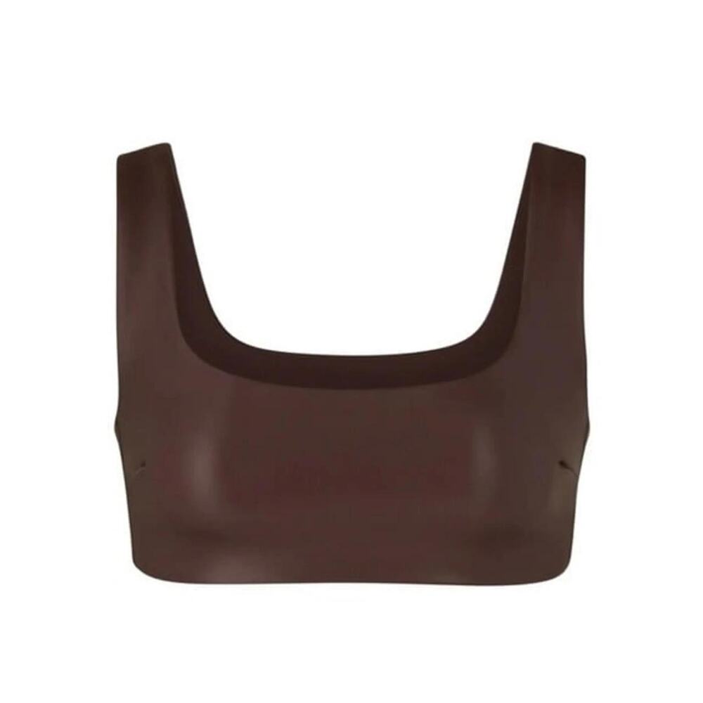 SKIMS Brown faux leather crop top 3xl